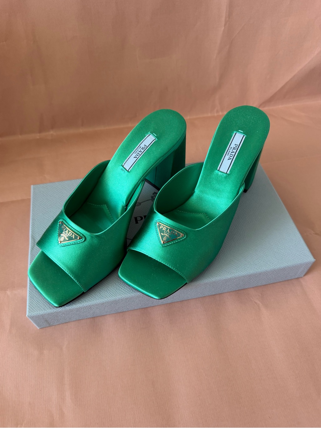 Prada Satin Heeled Slides